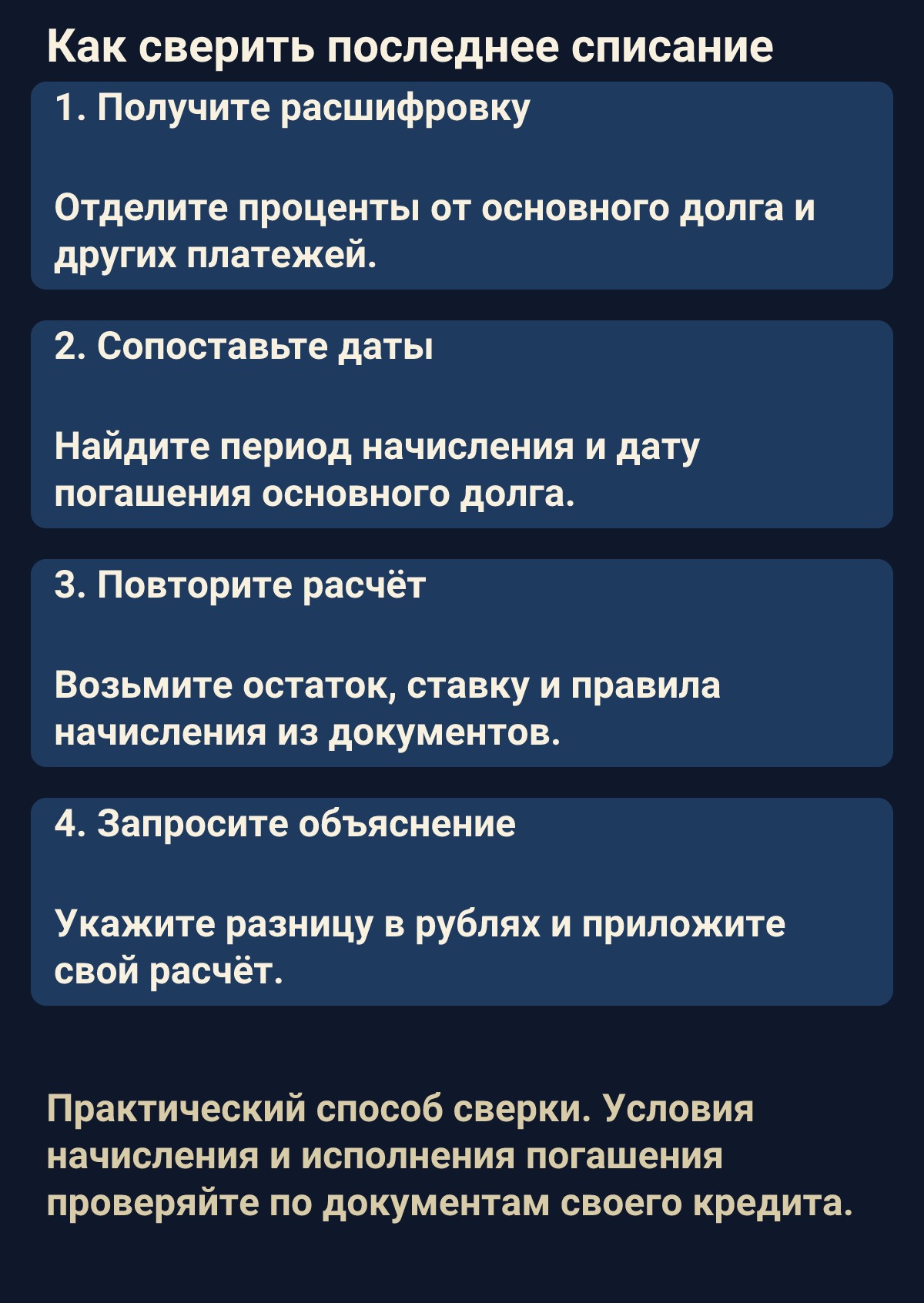 Как сверить последнее списание