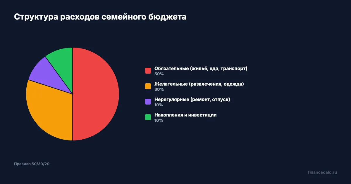 Круговая диаграмма расходов семейного бюджета