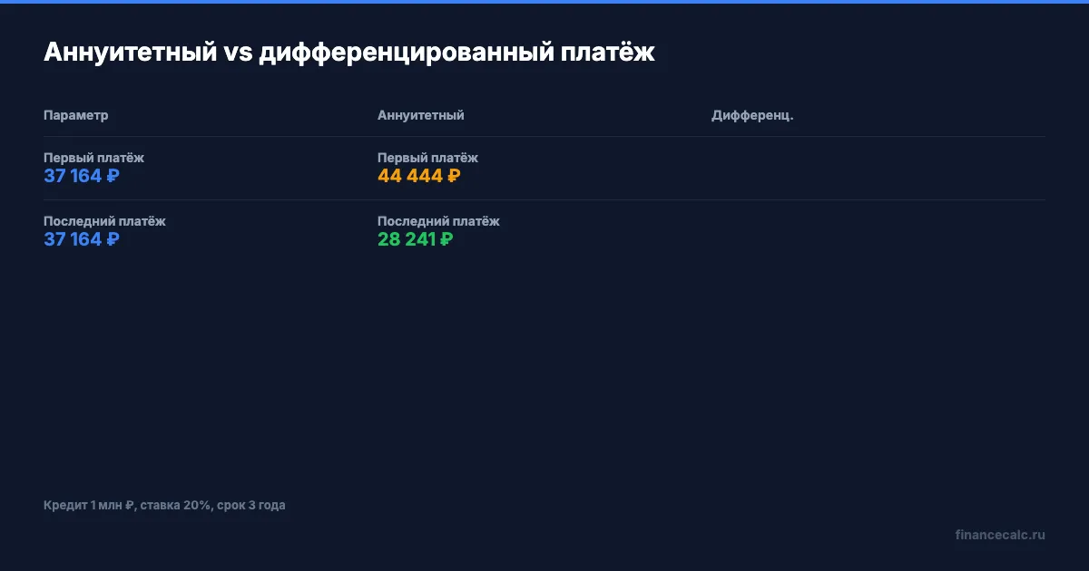 Аннуитетный vs дифференцированный платёж