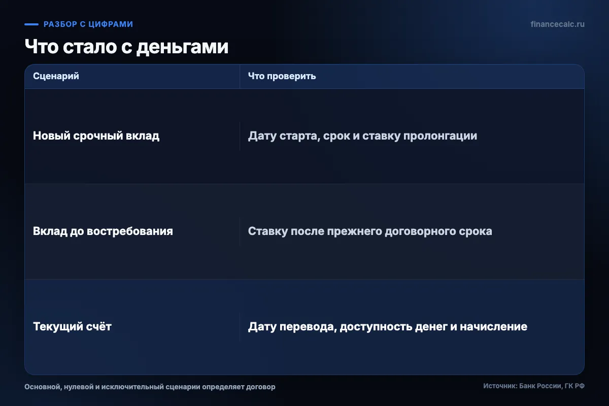 Три сценария после окончания вклада
