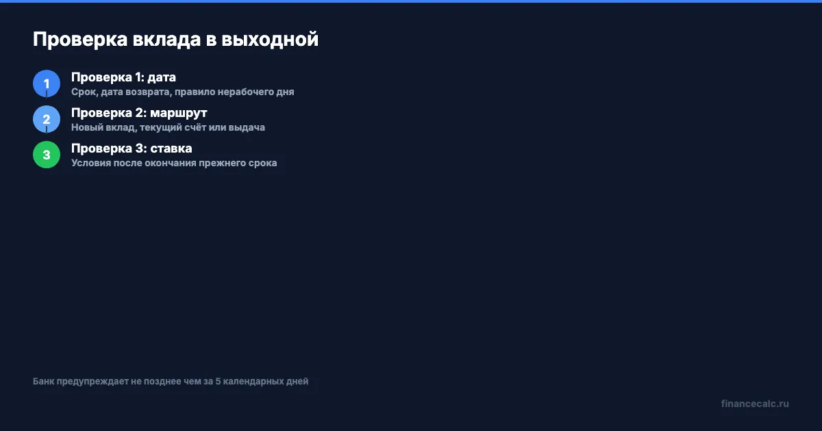 Три проверки вклада в выходной
