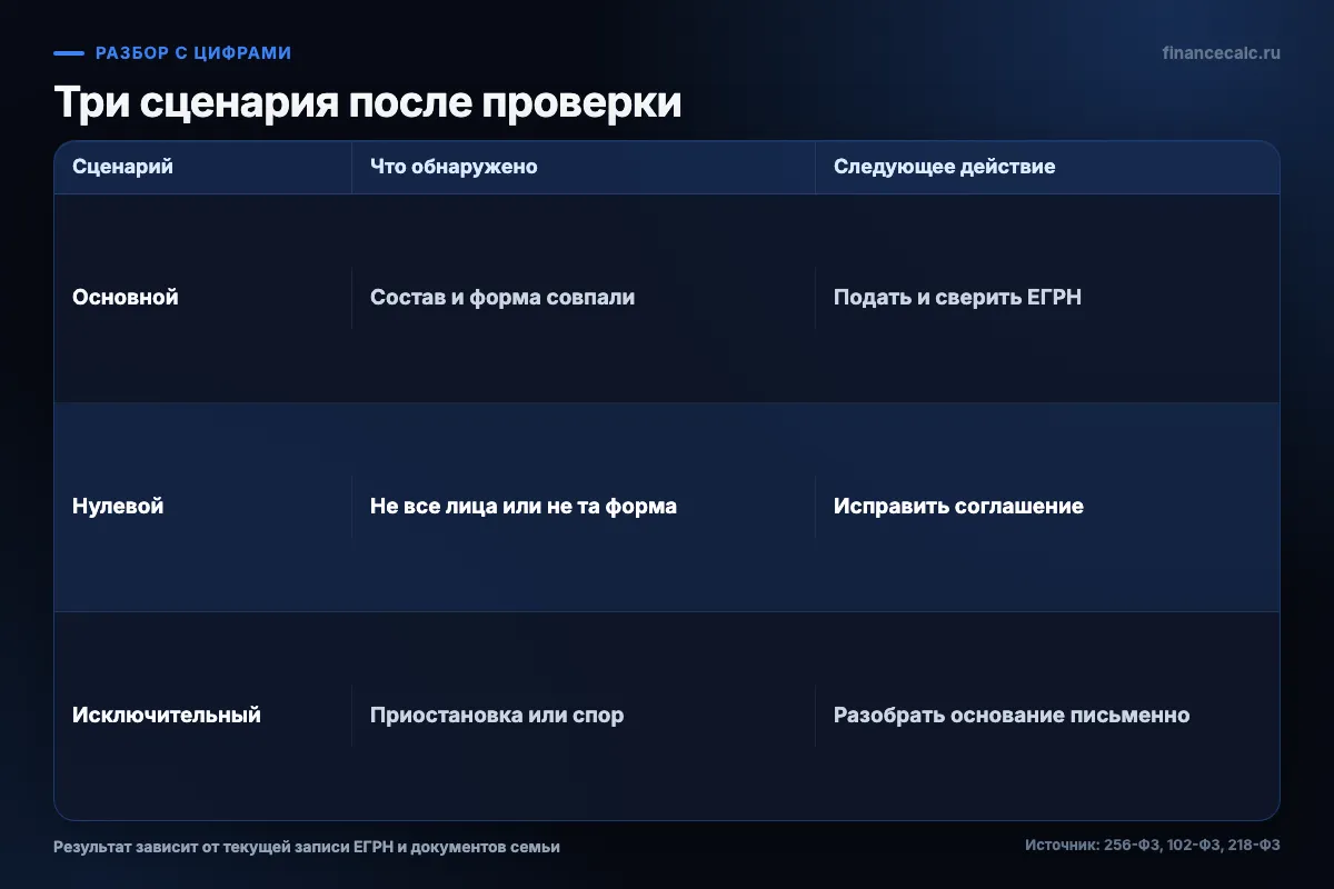 Сценарии выделения долей