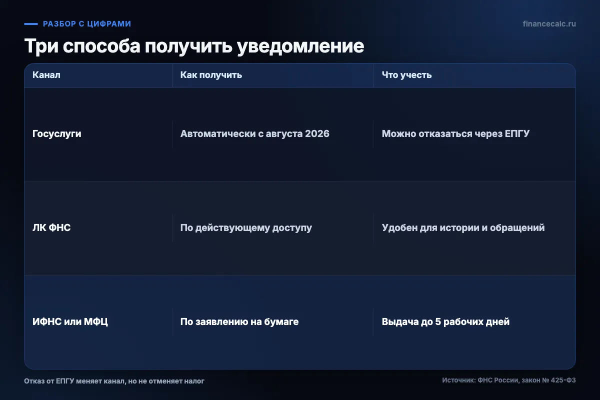 Способы получить налоговое уведомление