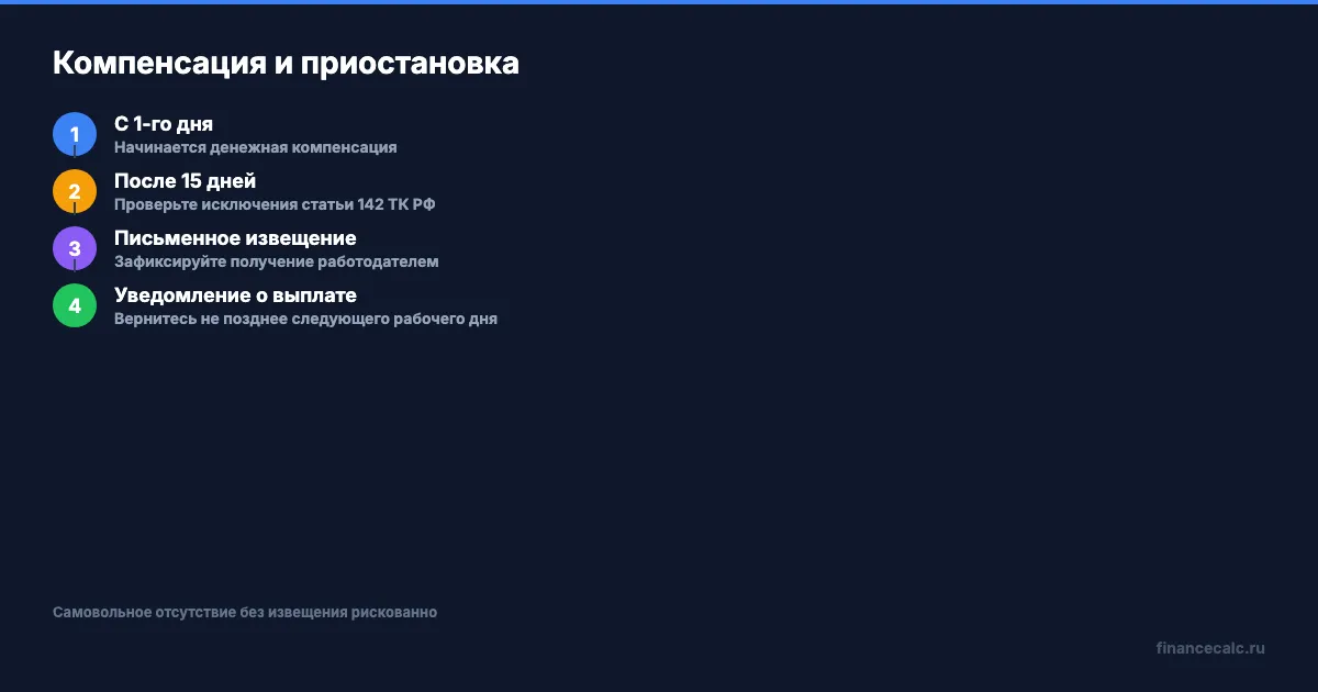 Порядок приостановки работы