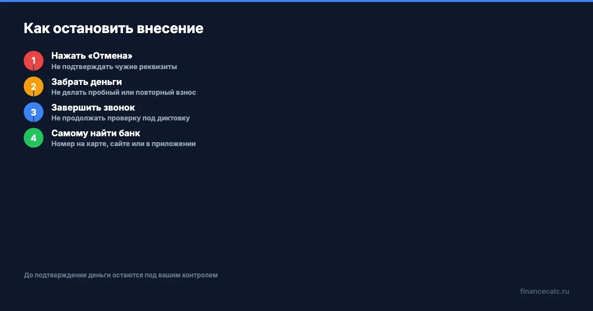 Как остановить внесение наличных