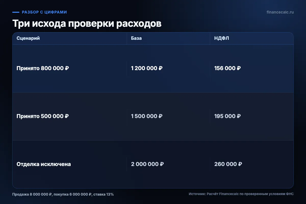 Три исхода проверки расходов