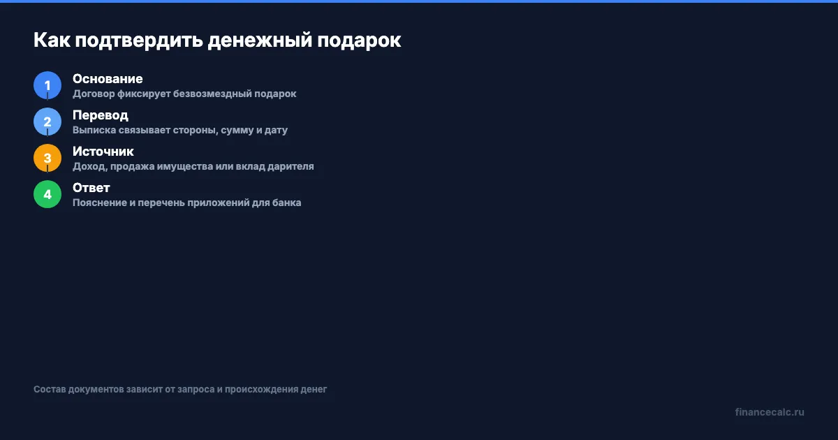 Как подтвердить денежный подарок