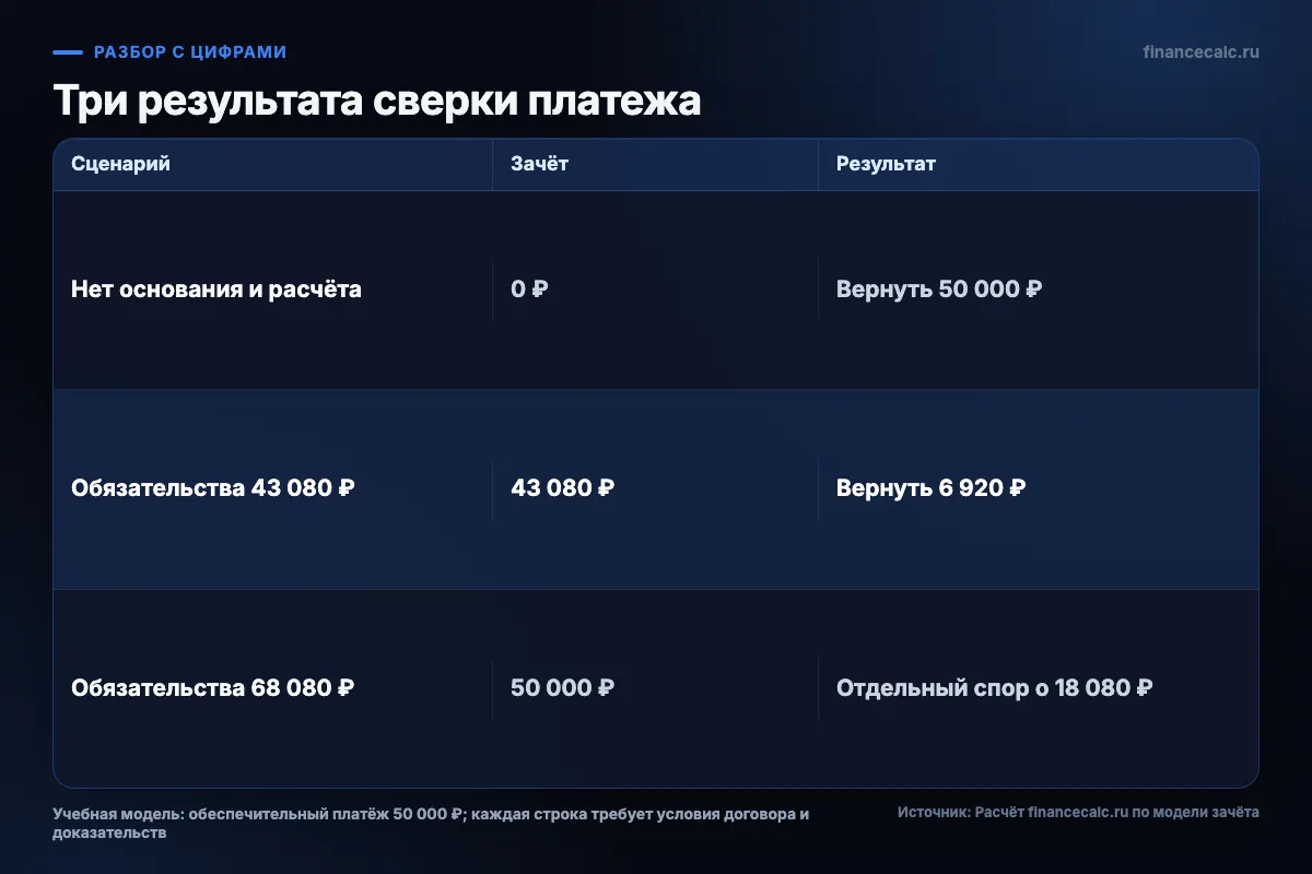Три результата сверки залога