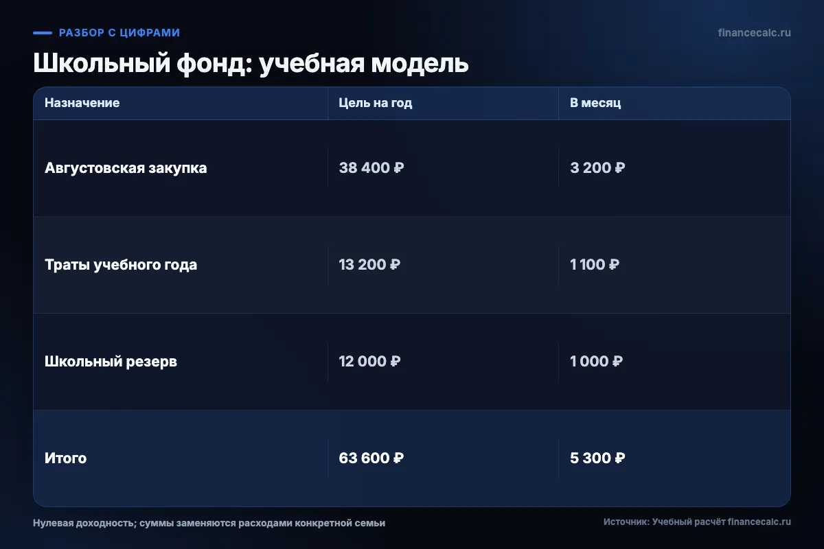 План школьного фонда на 12 месяцев