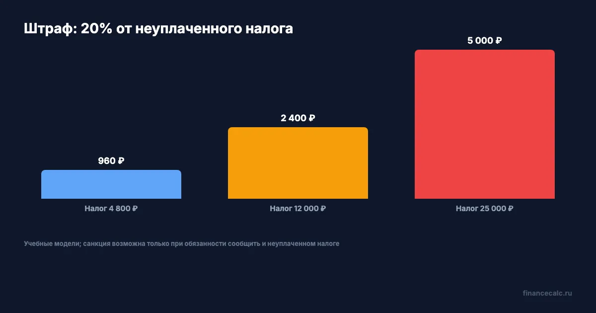 Штраф 20% при трёх суммах налога