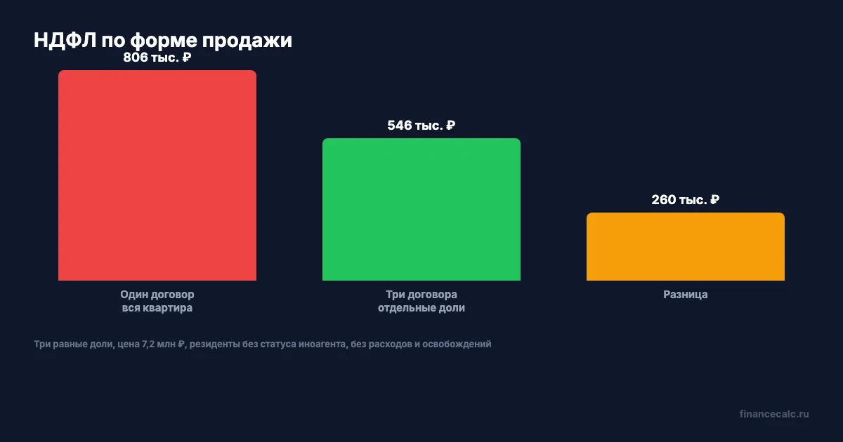 НДФЛ по одному и трём договорам