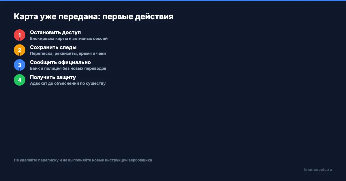 Что делать после передачи карты