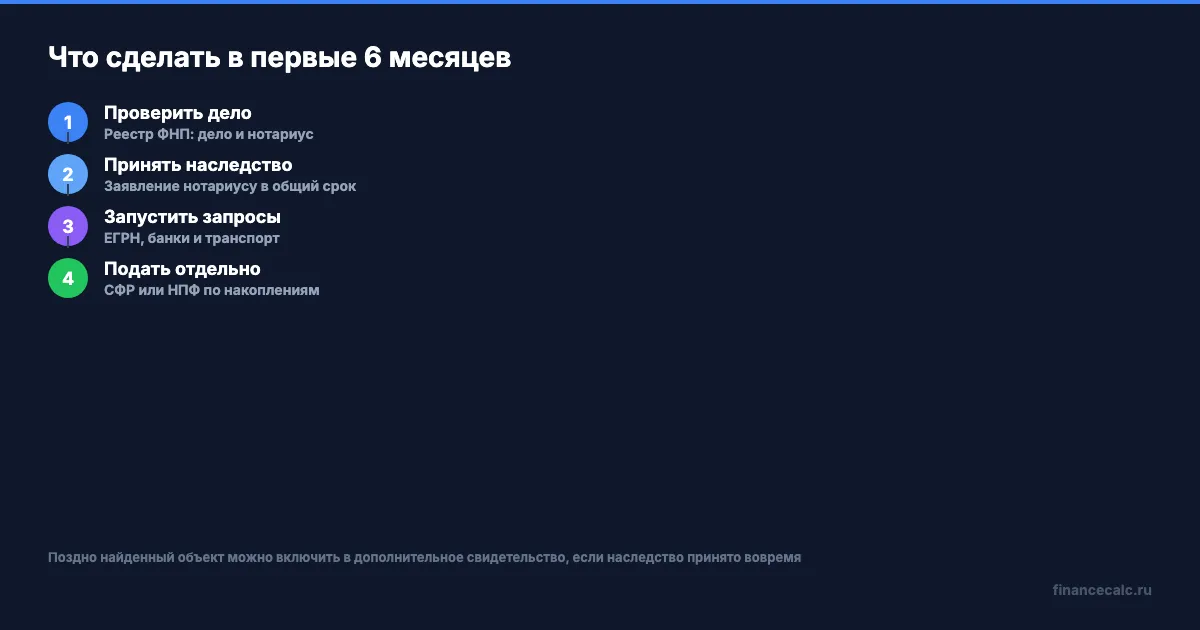 Маршрут поиска имущества в первые шесть месяцев