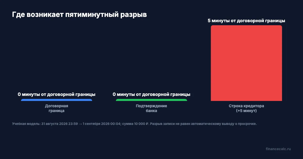 Временная шкала подтверждения платежа и поздней записи кредитора