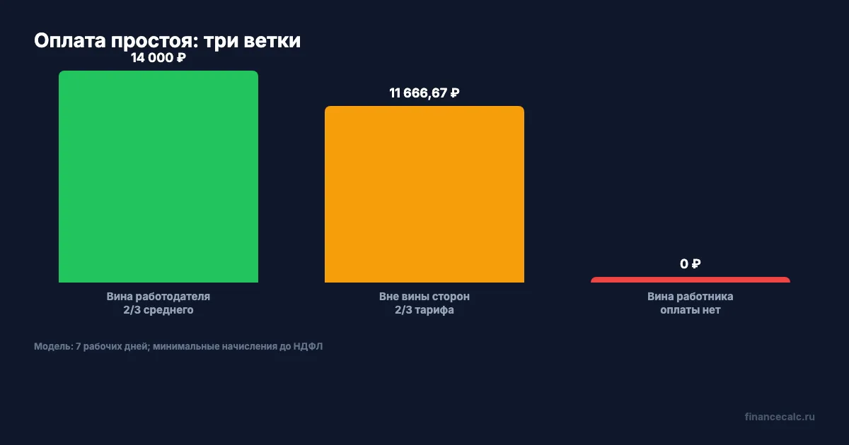 Оплата простоя по трем веткам причины