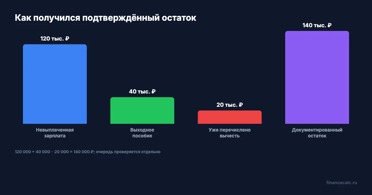 Состав документированного остатка требования