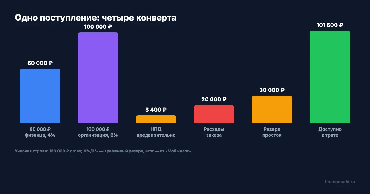 Как разделить поступления и резервы в per-receipt ledger