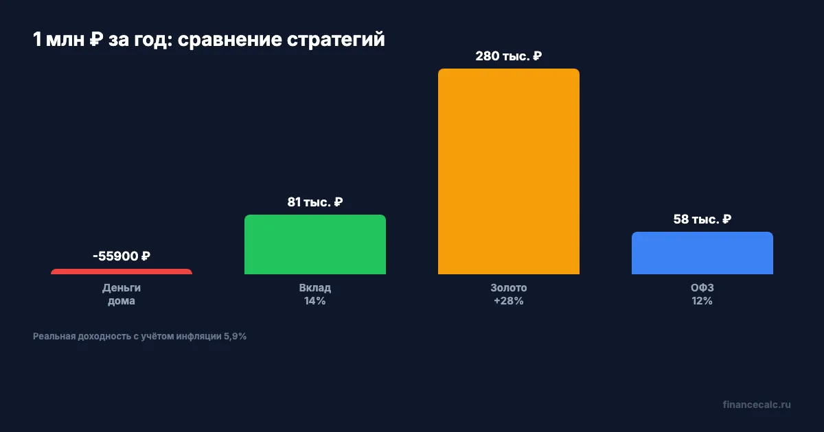 Куда вложить 1 000 000 ₽ при стагфляции — сравнение доходности