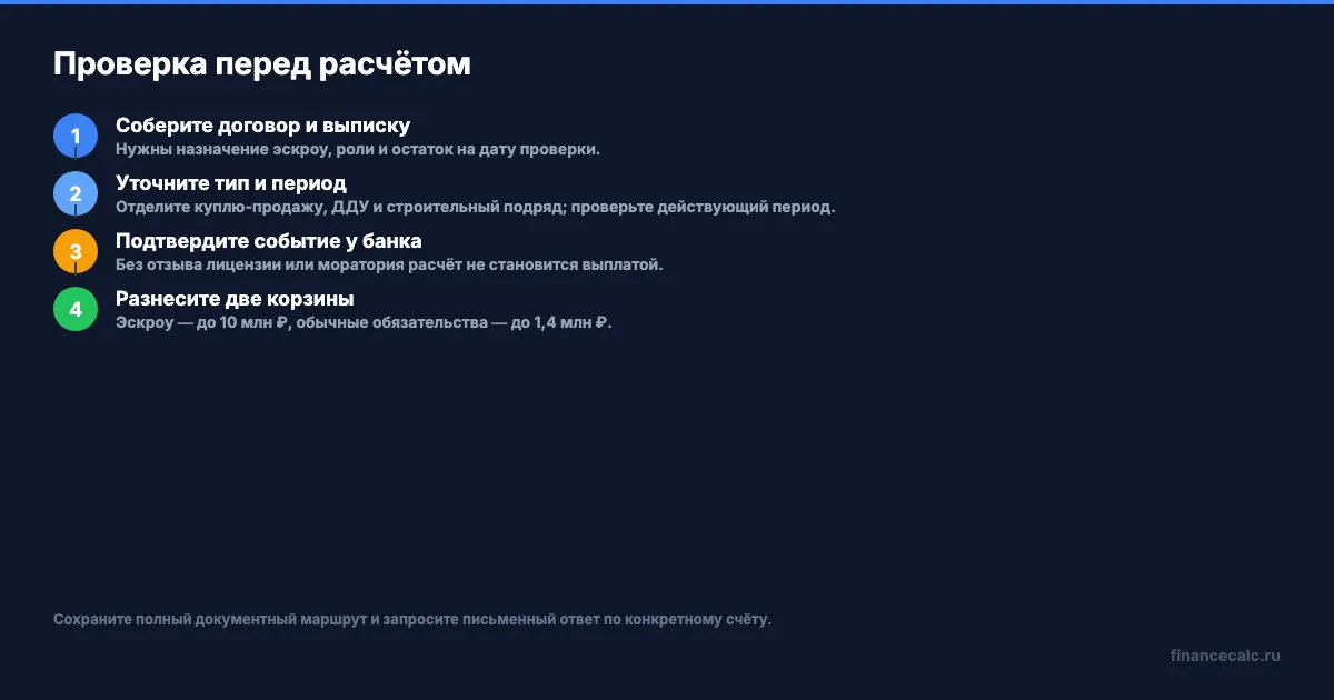 Поток проверки счёта эскроу и обычного вклада