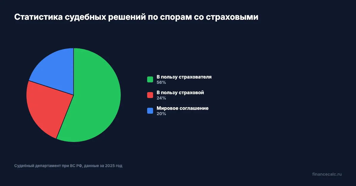 Статистика судебных решений по спорам со страховыми компаниями