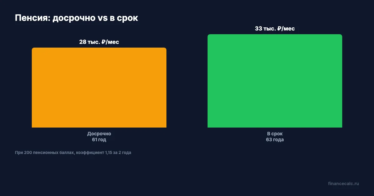 Размер пенсии в зависимости от возраста выхода