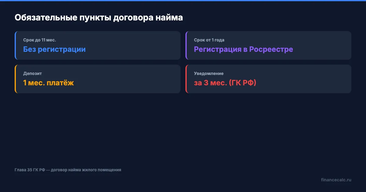 Ключевые пункты договора найма квартиры