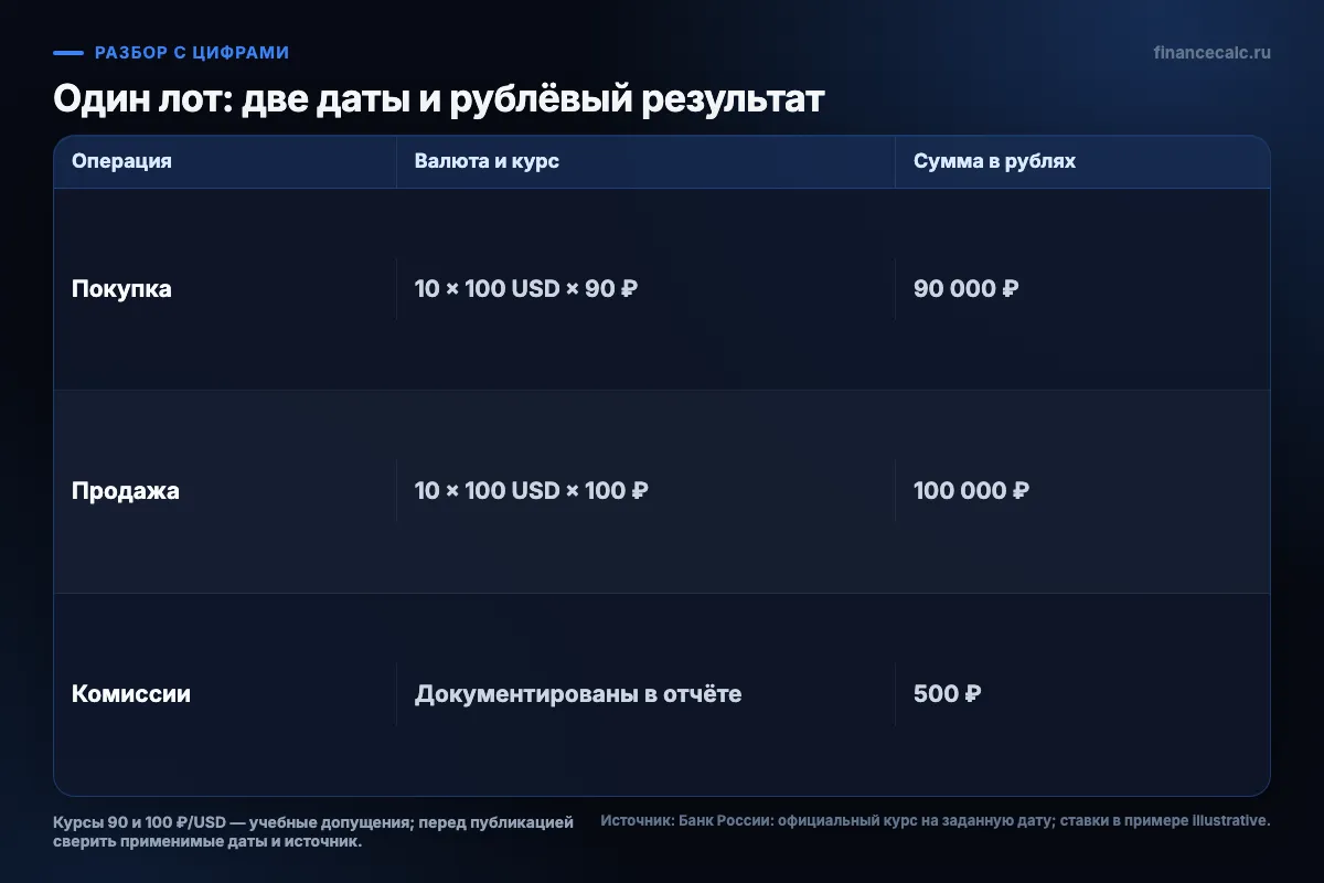Два курса в реестре покупки и продажи иностранной акции