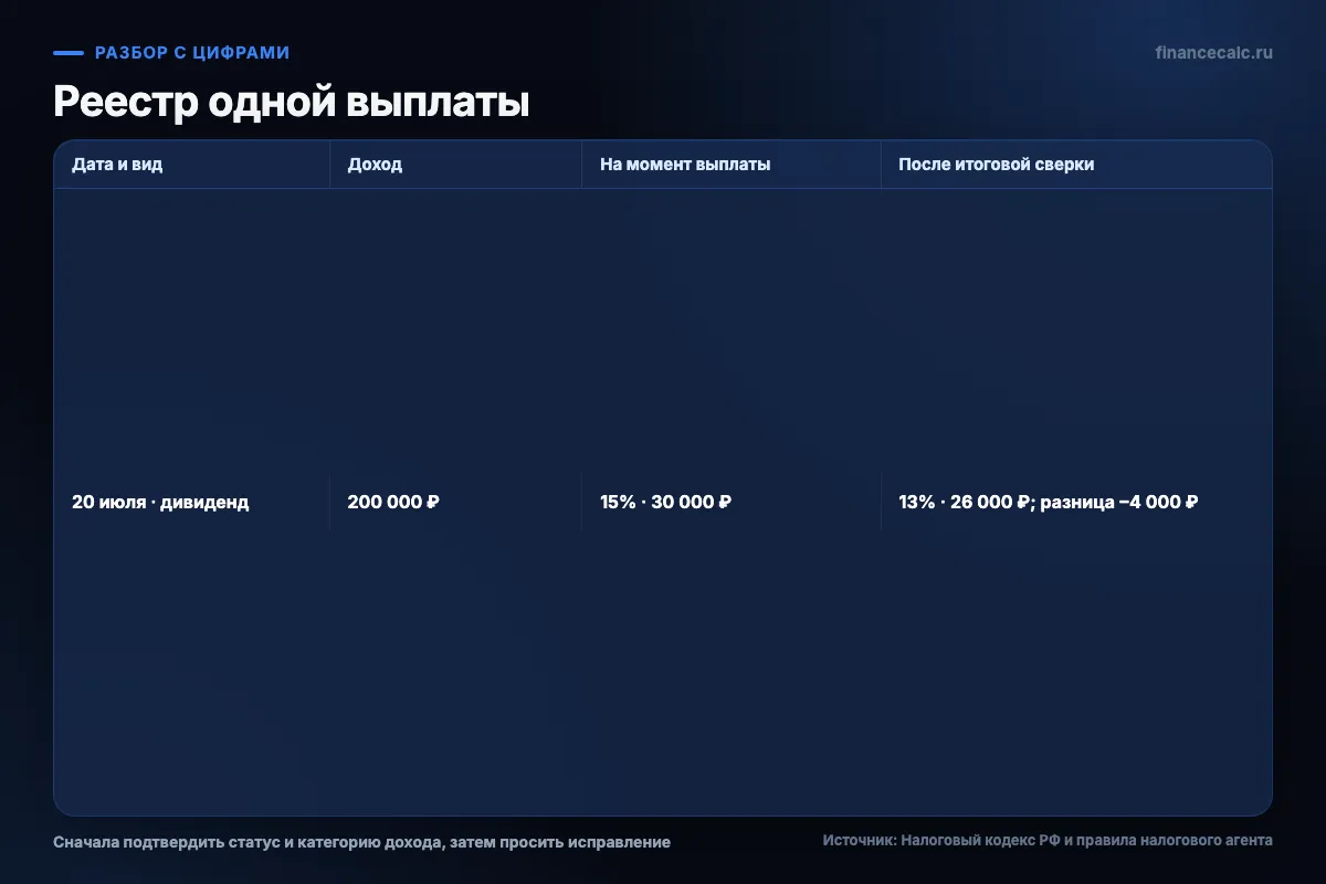 Реестр одной выплаты для сверки