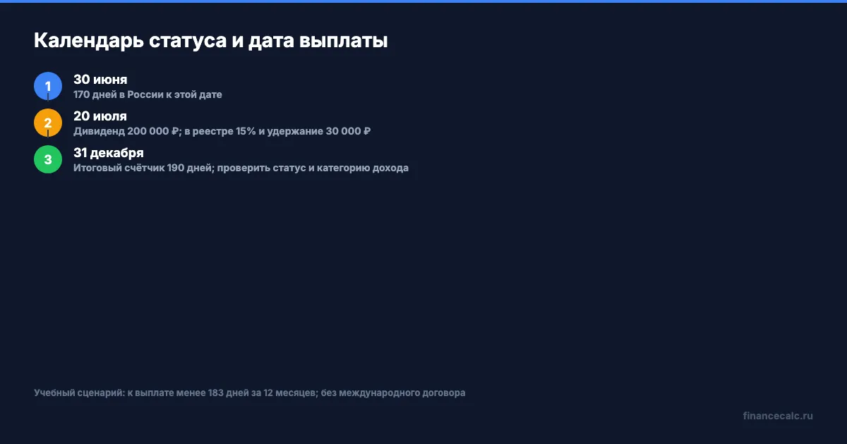 Календарь статуса и дата выплаты