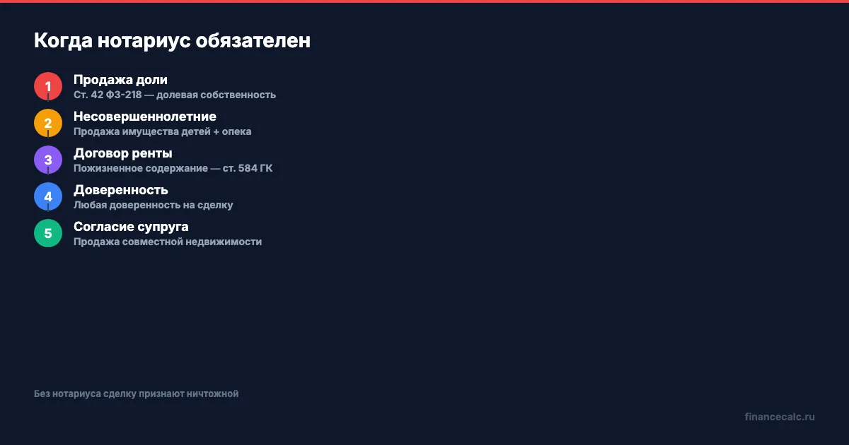 Когда нотариус обязателен при сделке