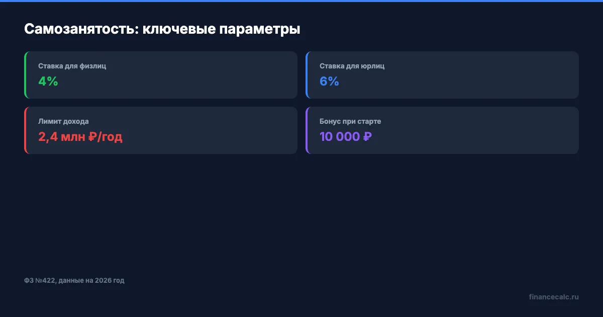 Ключевые параметры самозанятости