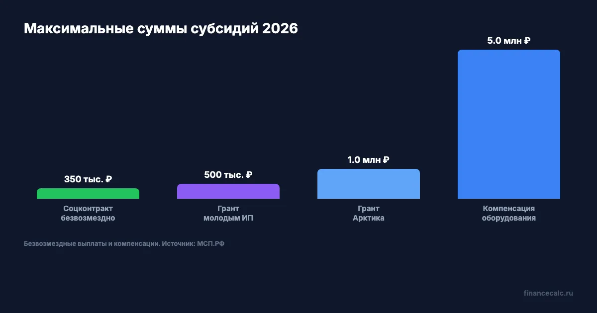 Суммы субсидий для малого бизнеса 2026