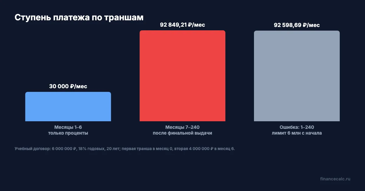 Ступенчатый платёж после двух траншей