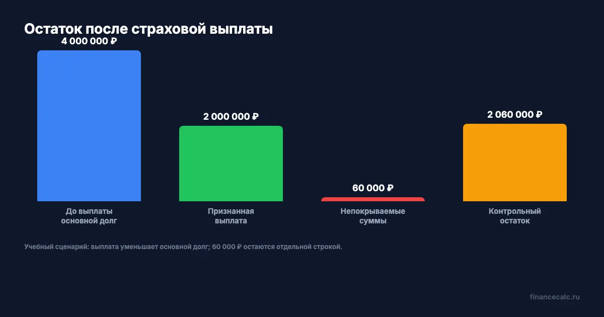 Схема расчёта остатка ипотечного долга после выплаты
