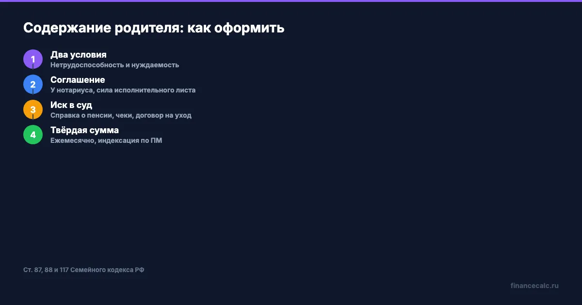 Путь к алиментам на содержание родителя