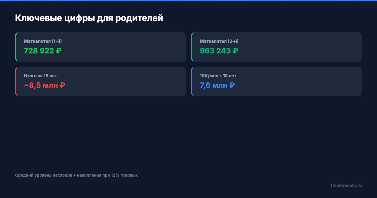 Ключевые цифры расходов на ребёнка