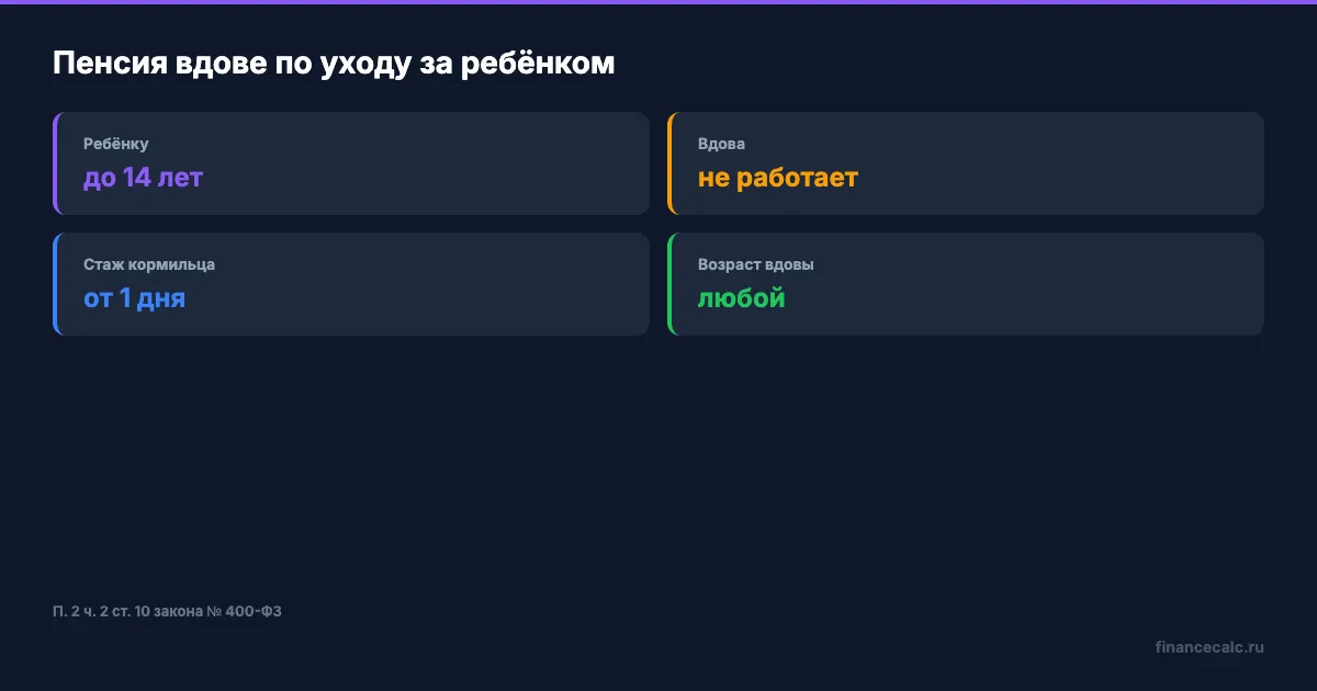 Четыре условия пенсии вдове по уходу за ребёнком