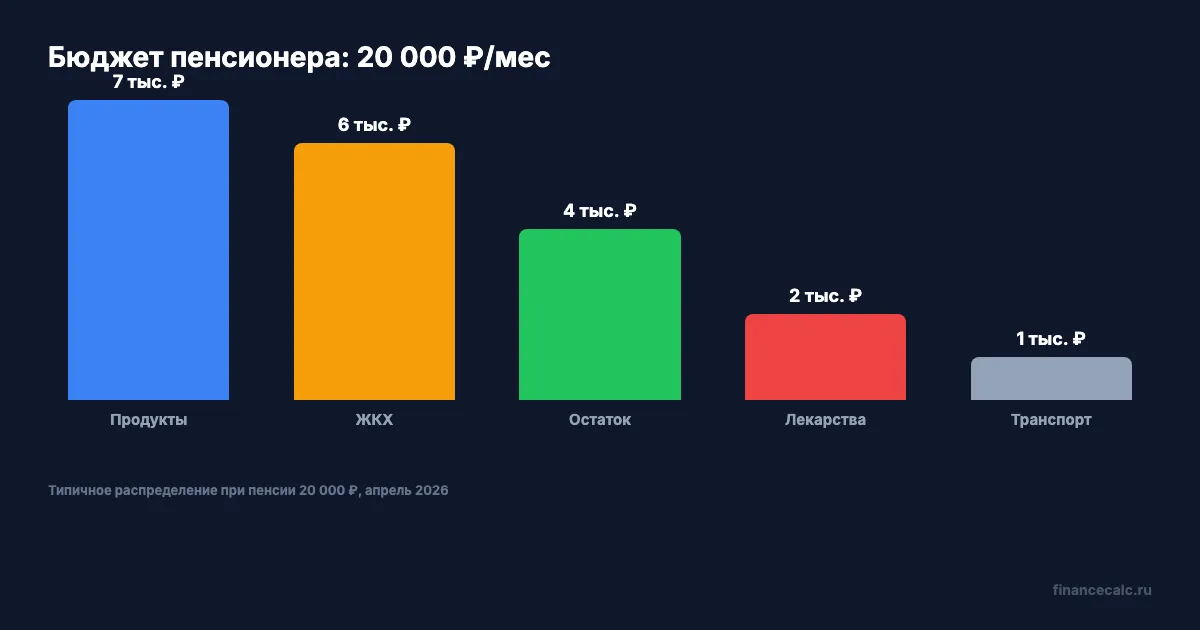 Распределение бюджета пенсионера: 20 000 ₽/мес