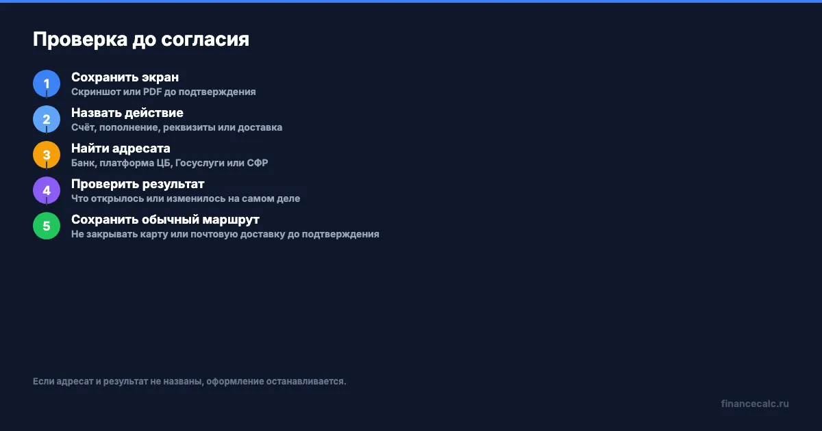 Проверка до согласия на цифровой счёт