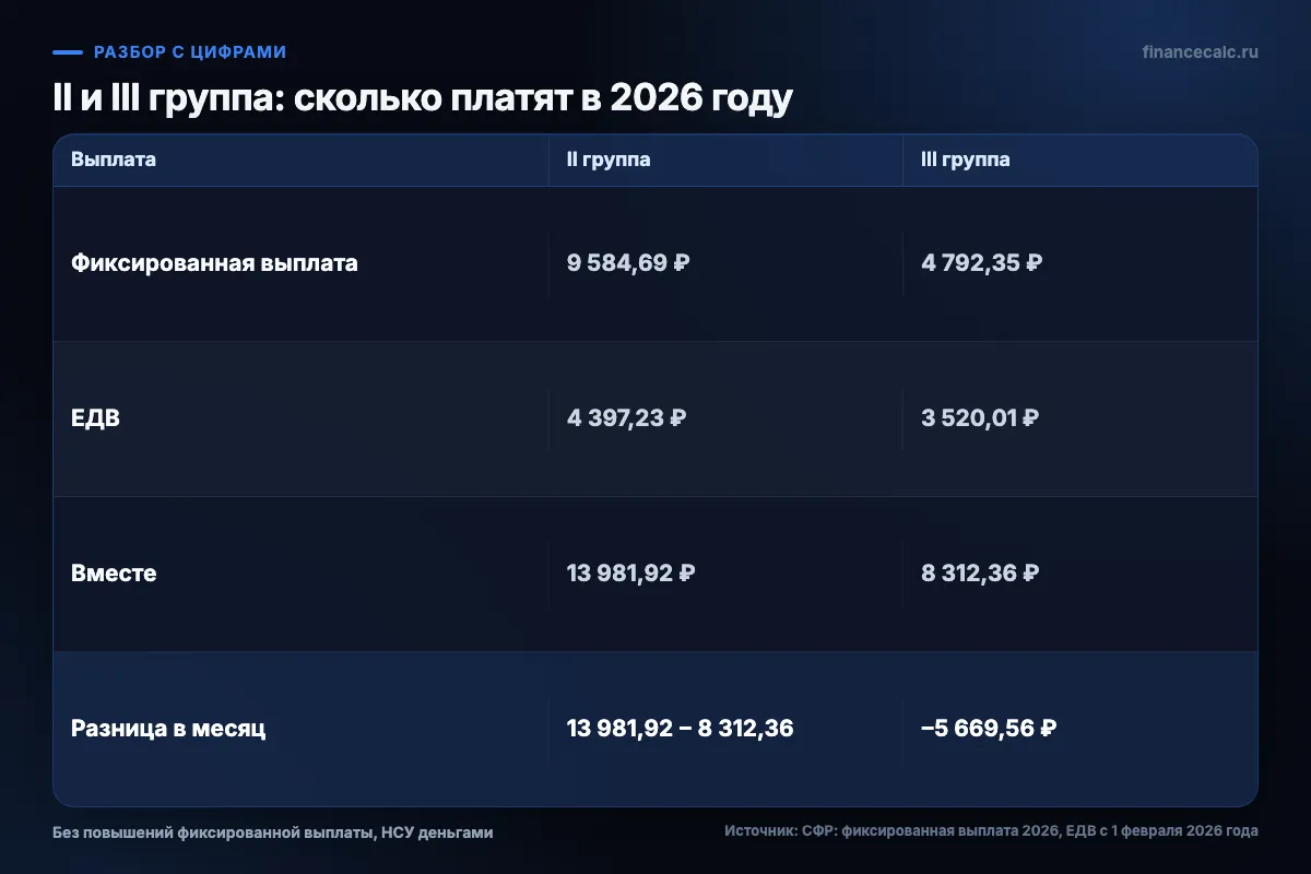 II и III группа: сколько платят в 2026 году