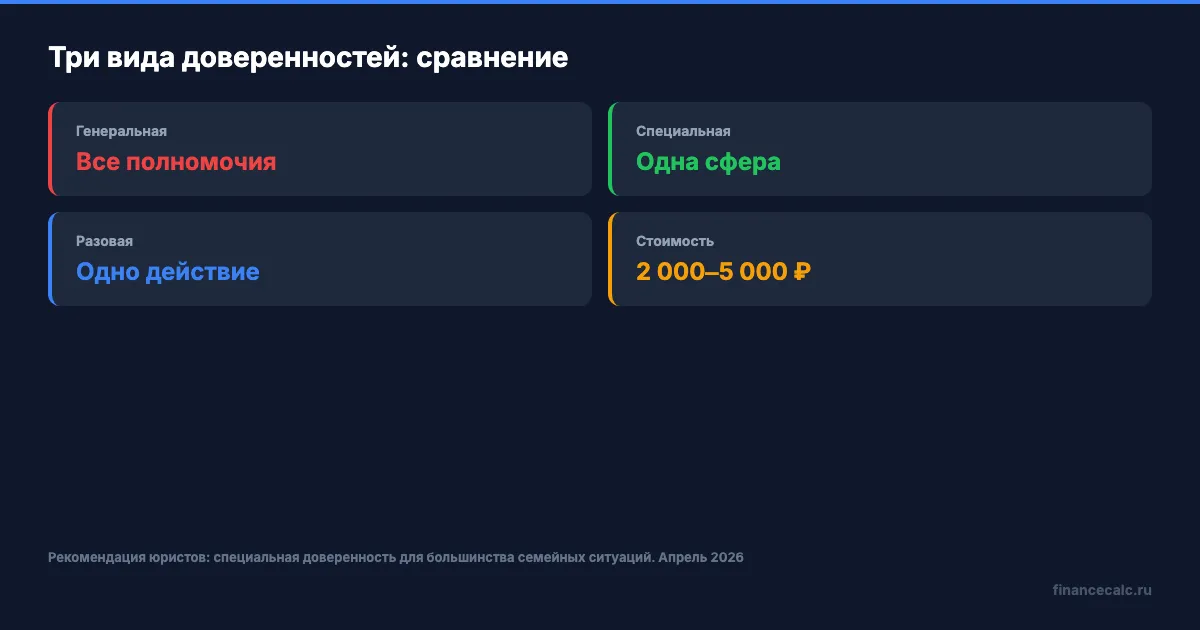 Сравнение видов доверенностей