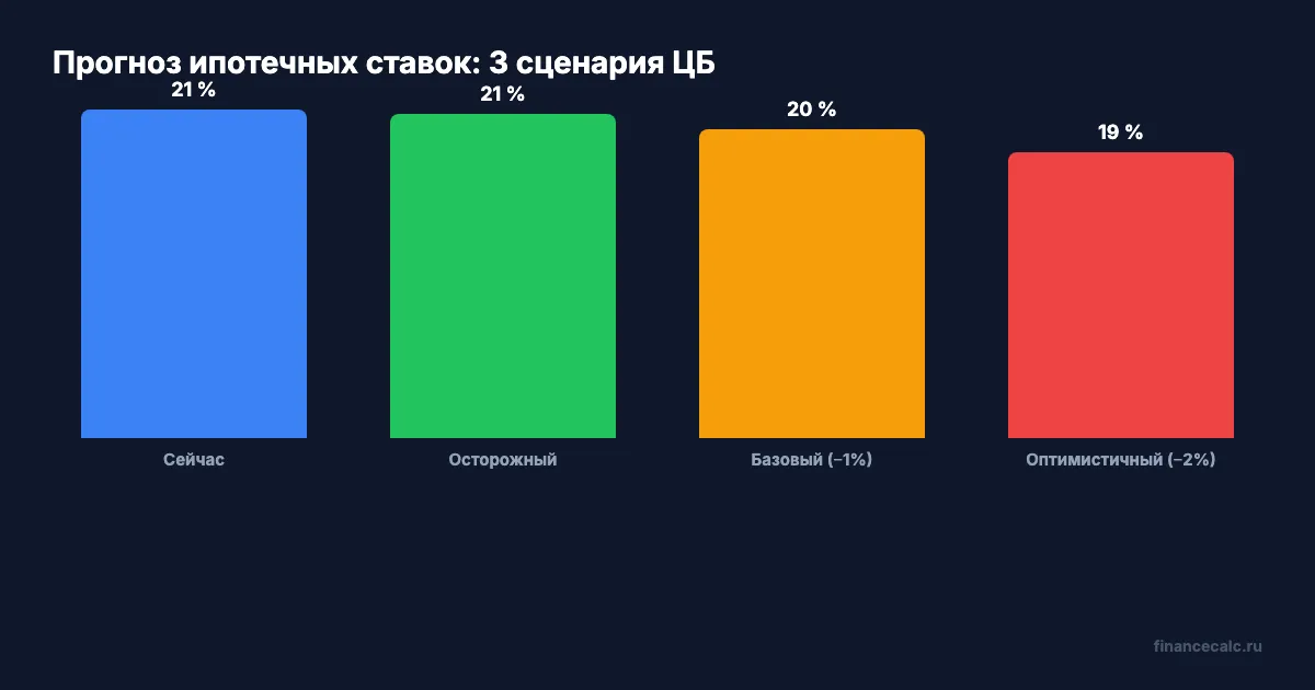 Прогноз ипотечных ставок при разных сценариях ЦБ