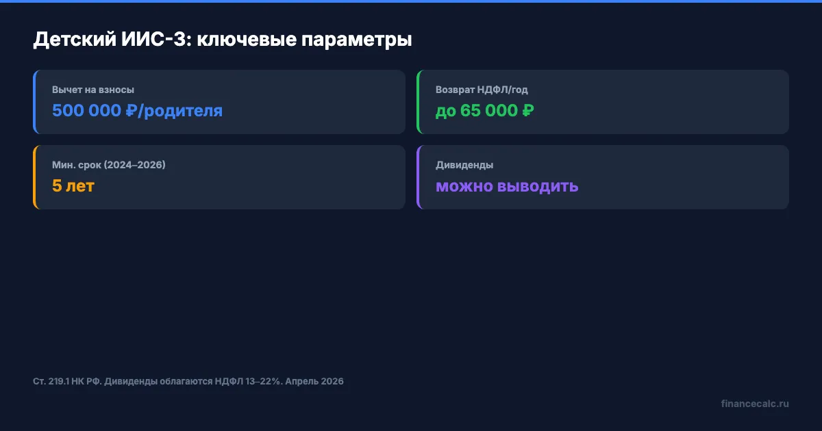 Ключевые параметры детского ИИС-3