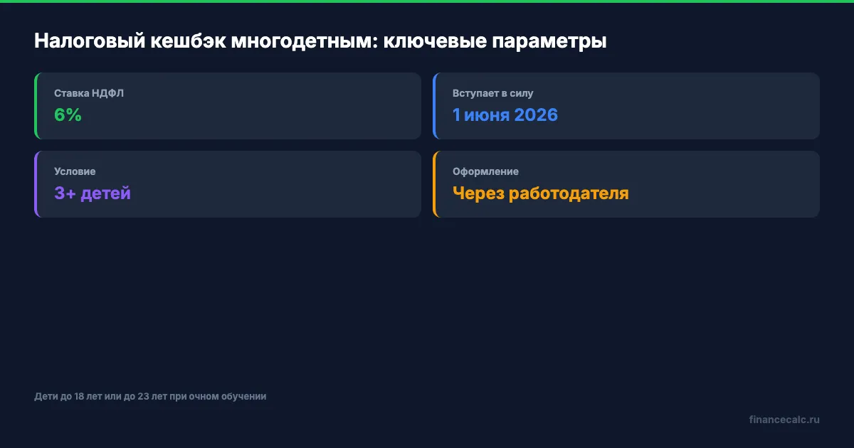 Ключевые параметры налогового кешбэка для многодетных