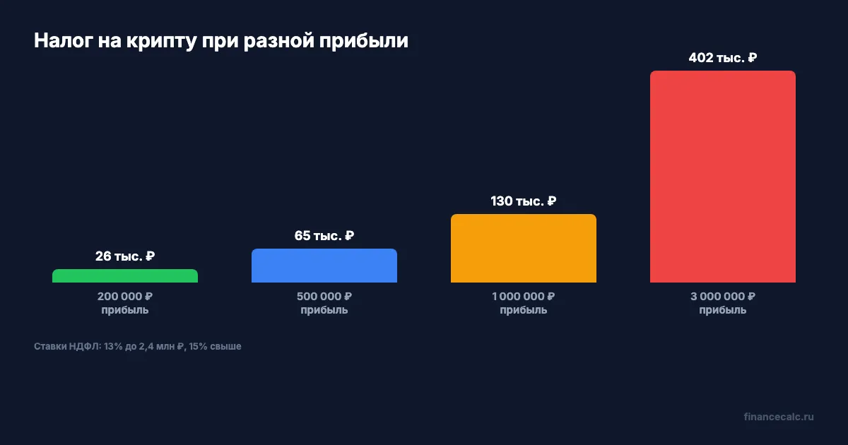 Налог на крипту при разной прибыли