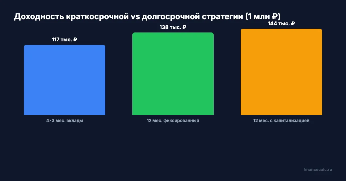 Сравнение доходности краткосрочной и долгосрочной стратегии вкладов