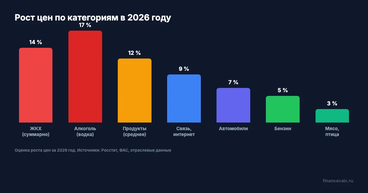 Рост цен по категориям в 2026 году