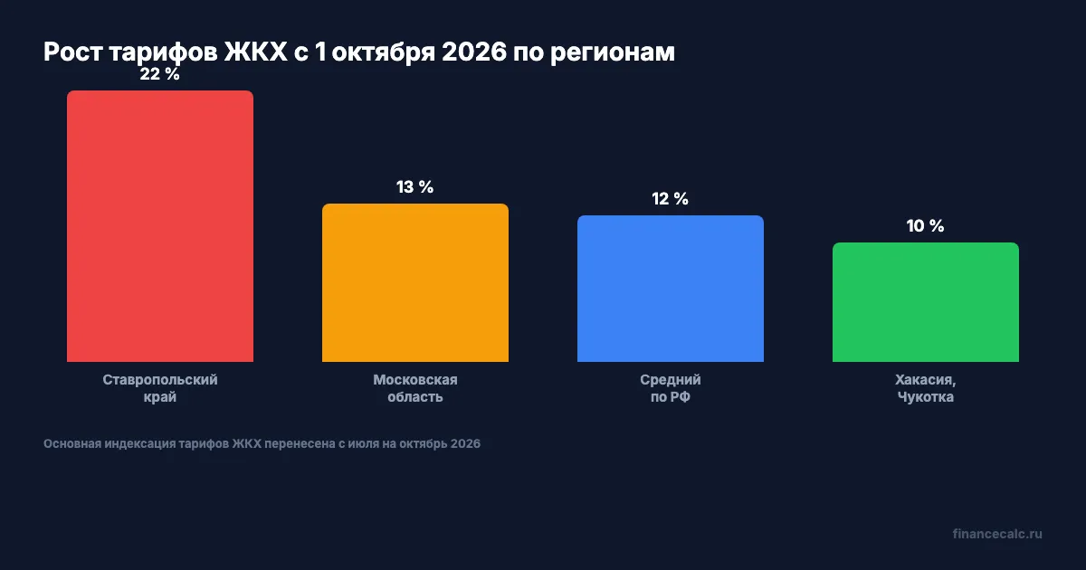 Рост тарифов ЖКХ по регионам в октябре 2026