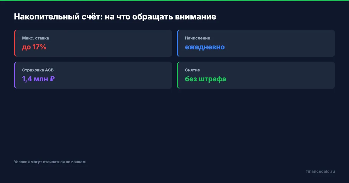 Ключевые параметры накопительных счетов