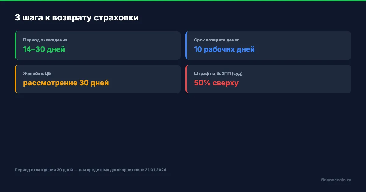 Шаги возврата страховки и сроки